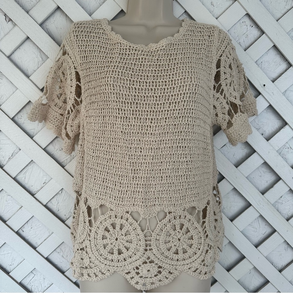 LIV LOS ANGELES Crochet Top Boho Festival Ivory size Medium